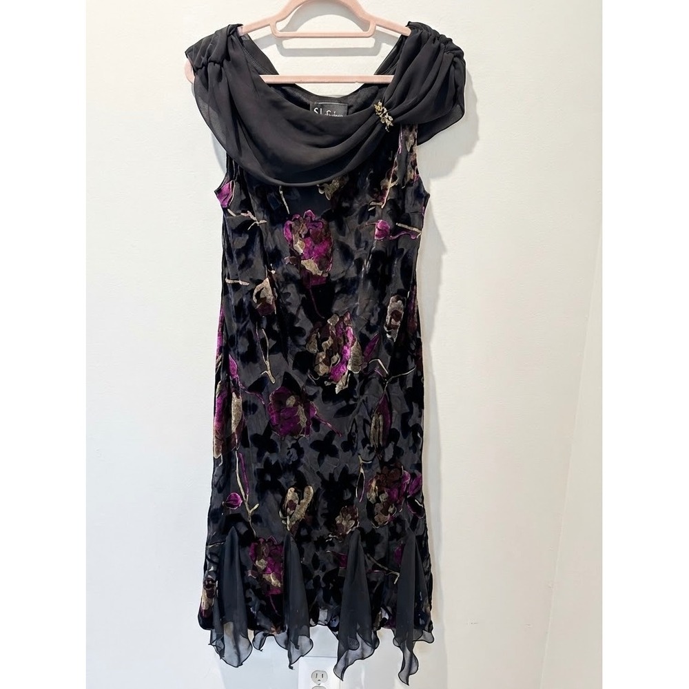 Vintage Burnout Velvet Floral Fairy Hem Dress